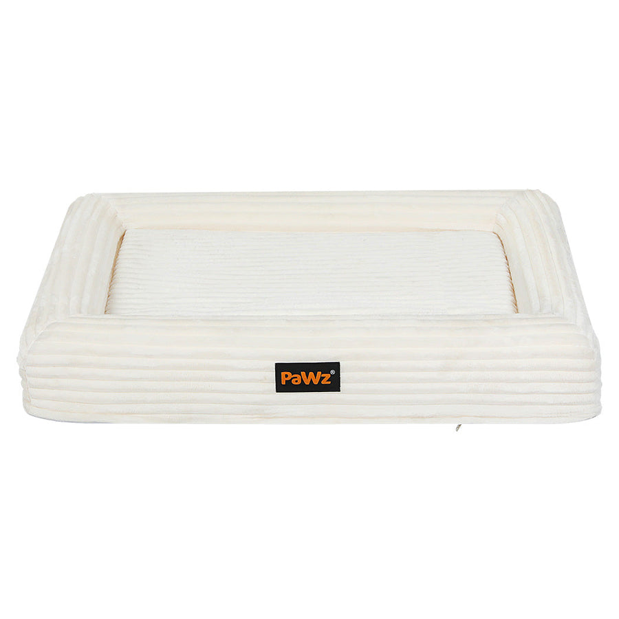 Pawz M Size Orthopedic Dog Bed with Corduroy Removable Cover Waterproof Washable Beige