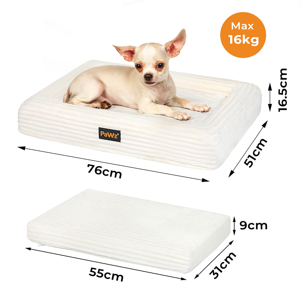 Pawz M Size Orthopedic Dog Bed with Corduroy Removable Cover Waterproof Washable Beige